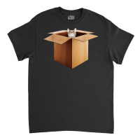 Funny Cat In A Big Cardboard Box For Cat Owners T Shirt Classic T-shirt | Artistshot