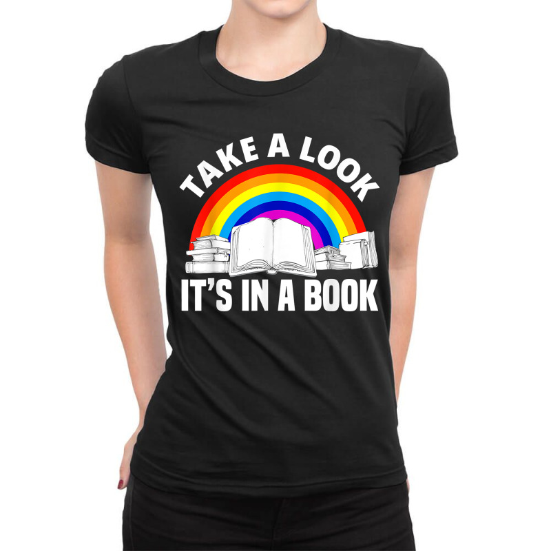 Cute Book Reader Rainbow Book Lover Love Reading Ladies Fitted T-Shirt by NorikoKanemura | Artistshot