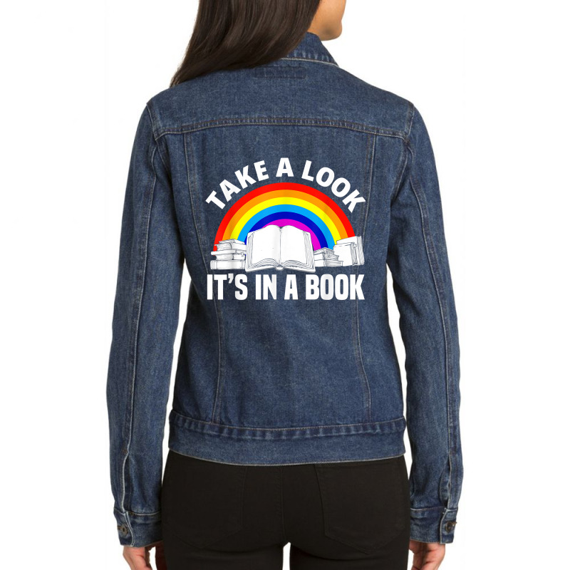 Cute Book Reader Rainbow Book Lover Love Reading Ladies Denim Jacket by NorikoKanemura | Artistshot