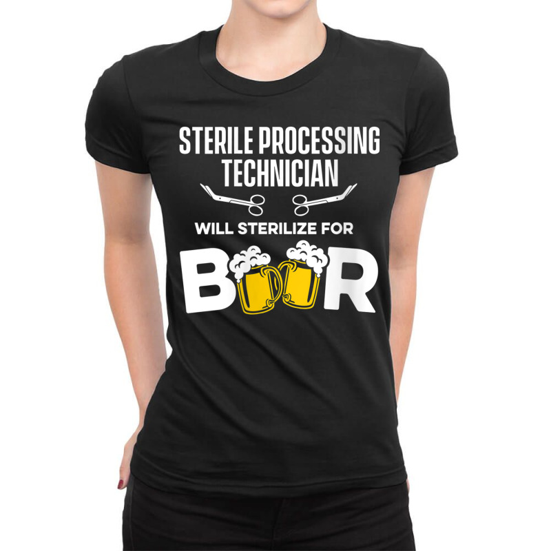 Womens Sterile Processing Technician For Beer Funny Tech V Neck T Shir Ladies Fitted T-Shirt by cm-arts | Artistshot