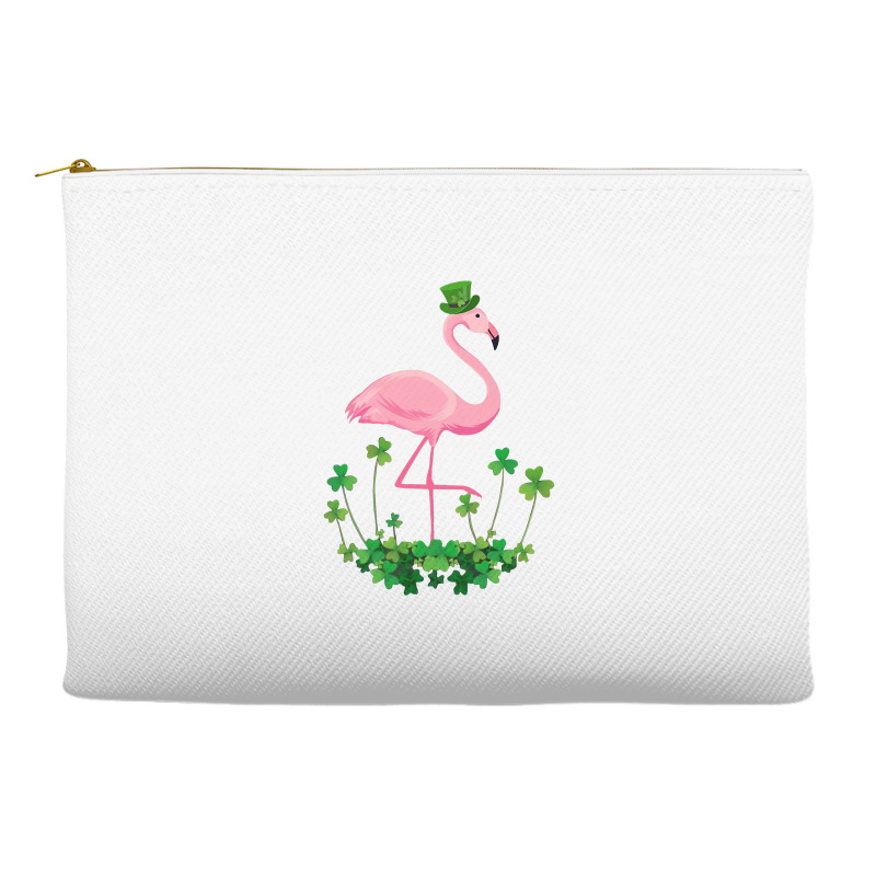 Flamingo Saint Patricks Day Gift Irish Clover Flamingo Lover Accessory Pouches | Artistshot