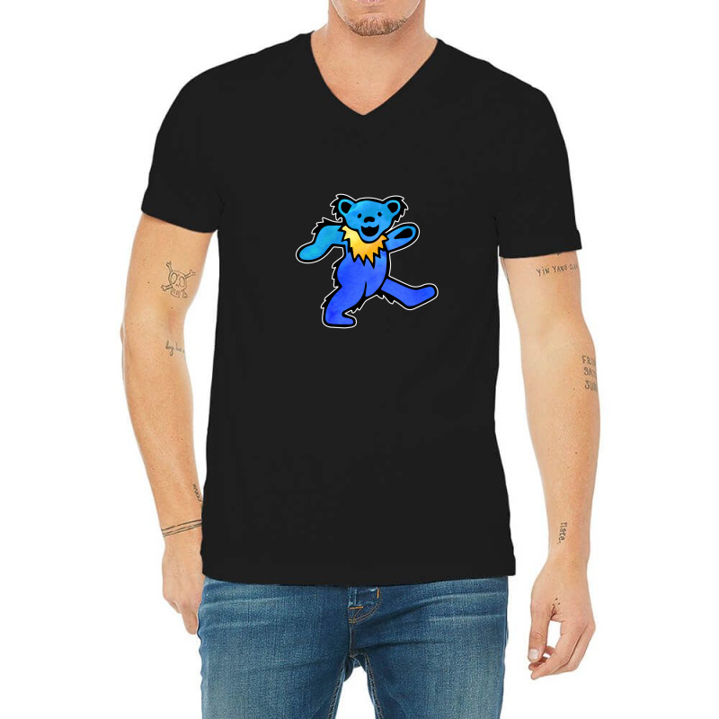 Blue Grateful Dancing Hippie Classic Rock Dead Bear V-neck Tee | Artistshot