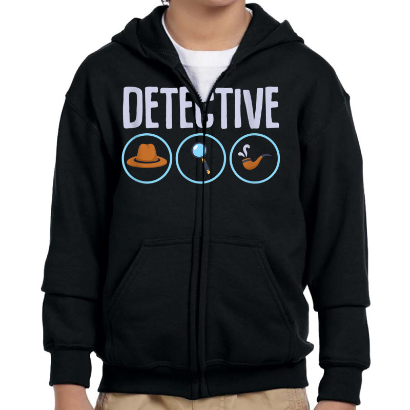 Detective Hat Magnifying Glass Pipe Detective Investigator Youth Zipper Hoodie by TopShirts | Artistshot