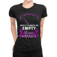 Mostly Running On Empty Lupus Warrior Fuel Gauge Low Ribbon T Shirt Ladies Fitted T-shirt | Artistshot