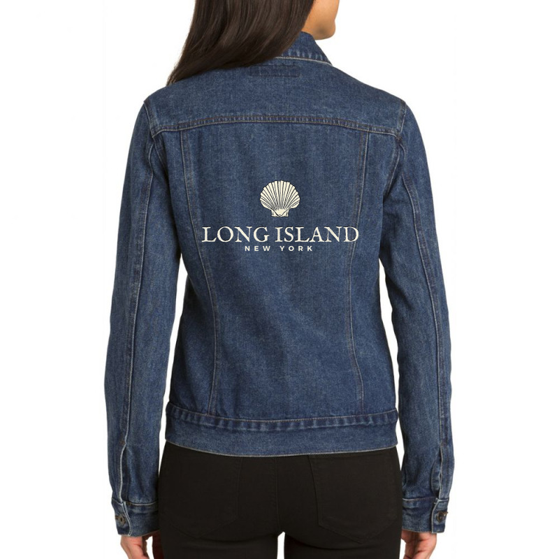 Long Island T Shirt, New York Coast Seashell Shirt Ladies Denim Jacket by cm-arts | Artistshot