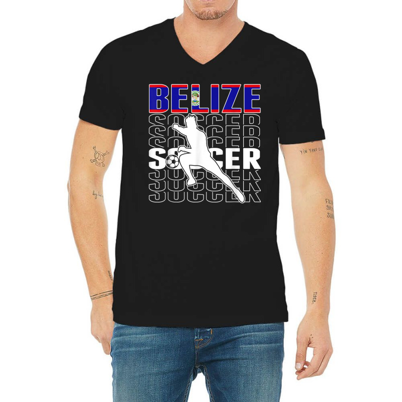 Belize Soccer Fans Jersey   Belizean Flag Football Lovers V-neck Tee | Artistshot