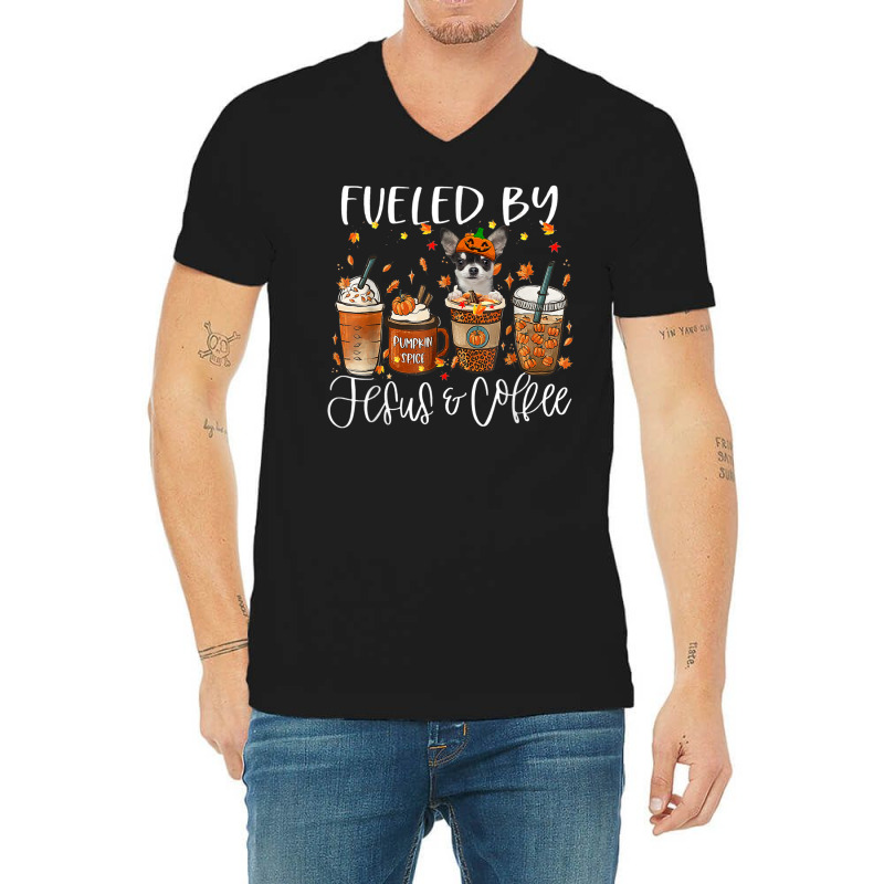 Fall Coffee Pumpkin Spice Latte Iced Autumn Chihuahua V-neck Tee | Artistshot