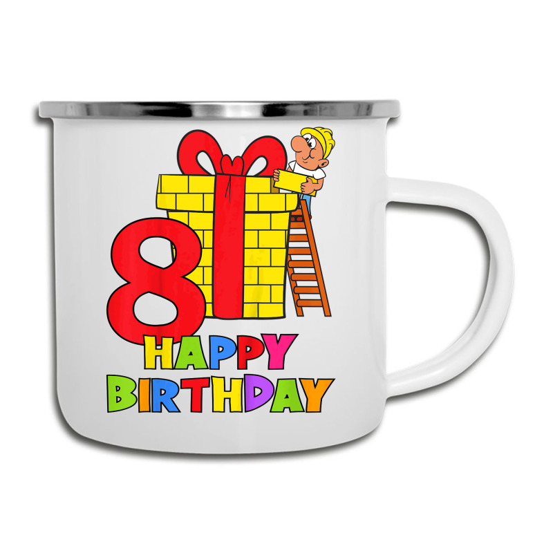 Kids 8 Years Old 8th Birthday Construction Worker Boy Children's Birth Camper Cup | Artistshot