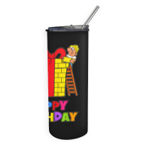 Kids 8 Years Old 8th Birthday Construction Worker Boy Children's Birth Skinny Tumbler | Artistshot