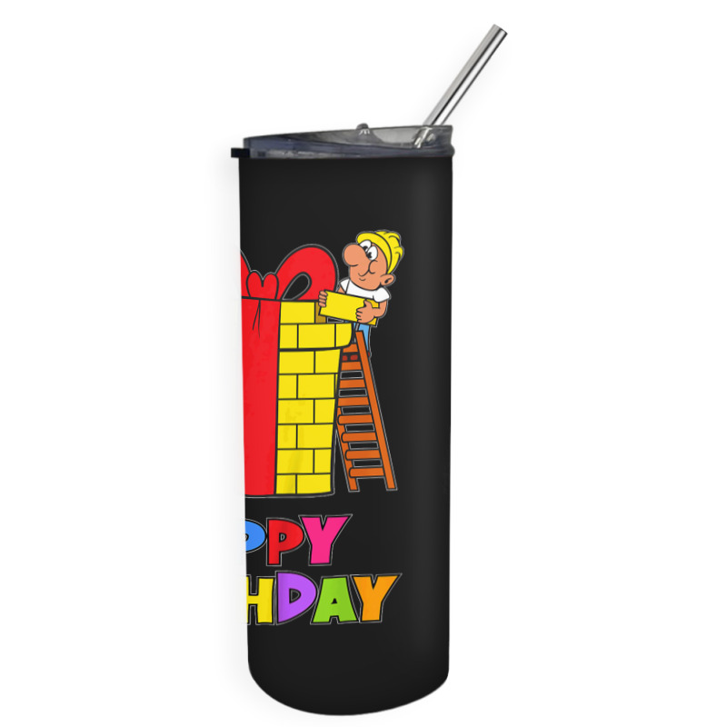 Kids 8 Years Old 8th Birthday Construction Worker Boy Children's Birth Skinny Tumbler | Artistshot