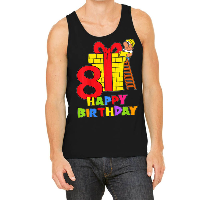 Kids 8 Years Old 8th Birthday Construction Worker Boy Children's Birth Tank Top | Artistshot