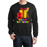 Kids 8 Years Old 8th Birthday Construction Worker Boy Children's Birth Crewneck Sweatshirt | Artistshot