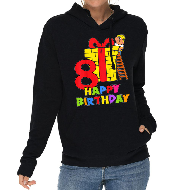 Kids 8 Years Old 8th Birthday Construction Worker Boy Children's Birth Lightweight Hoodie | Artistshot