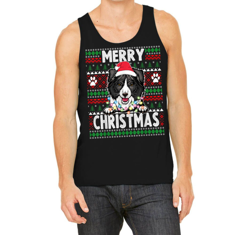 Border Collie Christmas Lights Dog Lovers Xmas Pajama Tank Top | Artistshot