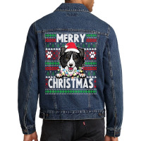 Border Collie Christmas Lights Dog Lovers Xmas Pajama Men Denim Jacket | Artistshot