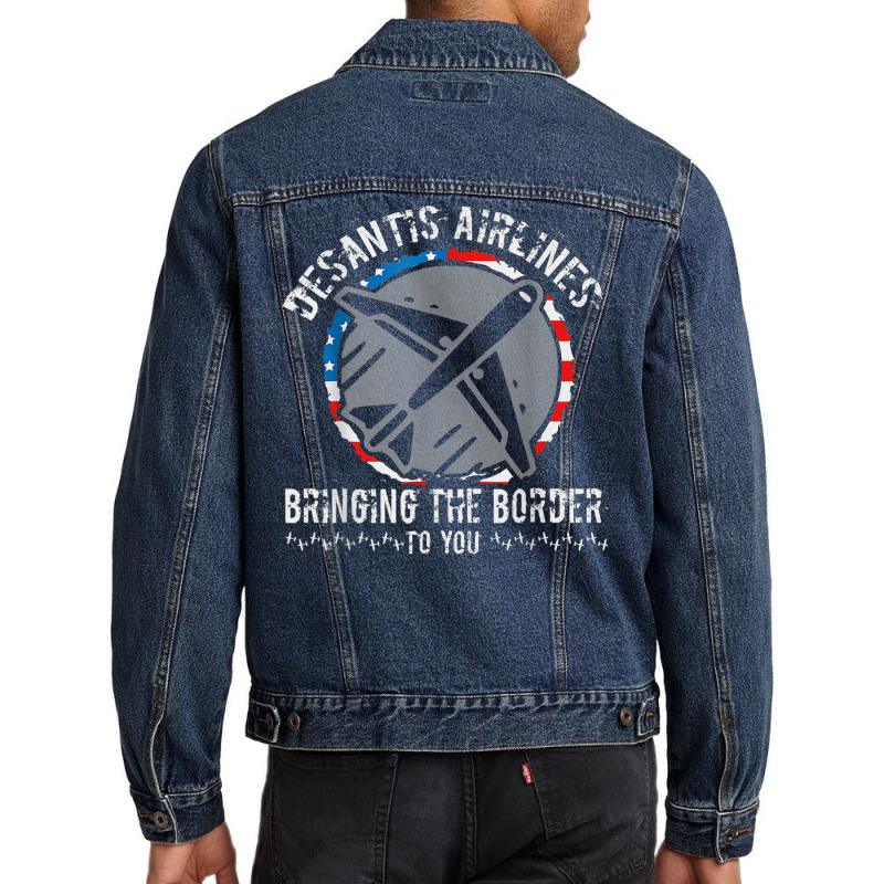 Desan Tisair Lines Distress Flag Bringing The Border To You Men Denim Jacket | Artistshot