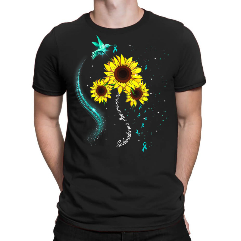 Hummingbird Teal Sunflower Scleroderma Awareness T-shirt | Artistshot