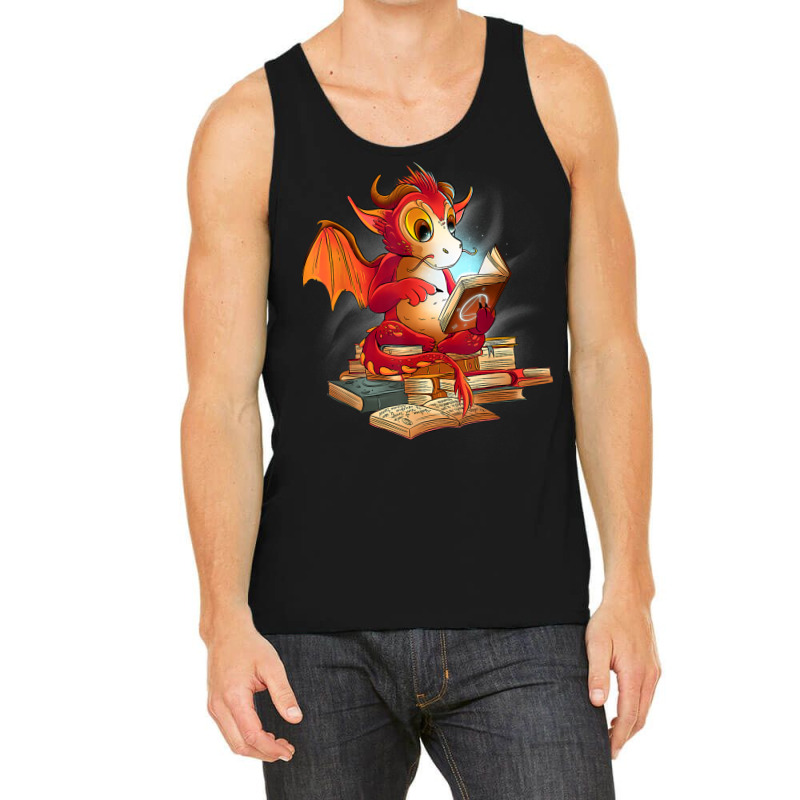 Cute Dragon Reading A Magic Book Fantasy Reader Tank Top | Artistshot