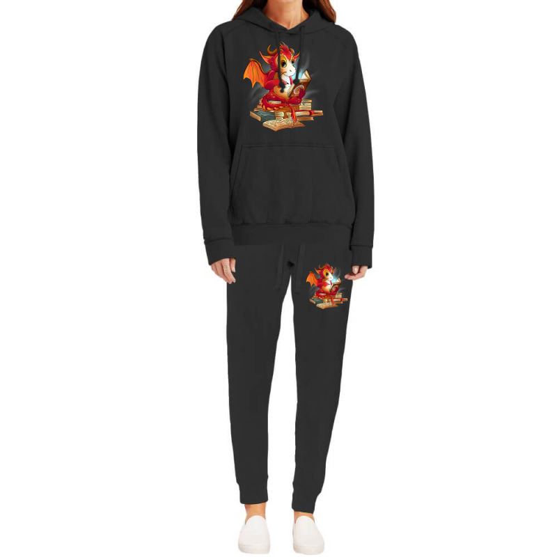 Cute Dragon Reading A Magic Book Fantasy Reader Hoodie & Jogger Set | Artistshot