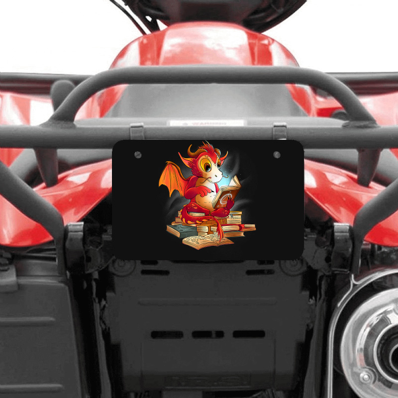 Cute Dragon Reading A Magic Book Fantasy Reader Atv License Plate | Artistshot