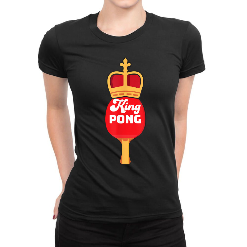 King Pong Table Tennis Funny Ping Pong T Shirt Ladies Fitted T-Shirt by cm-arts | Artistshot