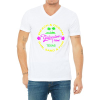 Ocean & Beach Galveston Island Texas Vacation Black T Shirt V-neck Tee | Artistshot