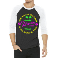 Ocean & Beach Galveston Island Texas Vacation Black T Shirt 3/4 Sleeve Shirt | Artistshot