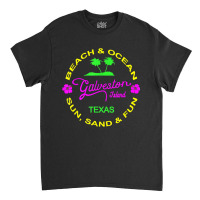 Ocean & Beach Galveston Island Texas Vacation Black T Shirt Classic T-shirt | Artistshot