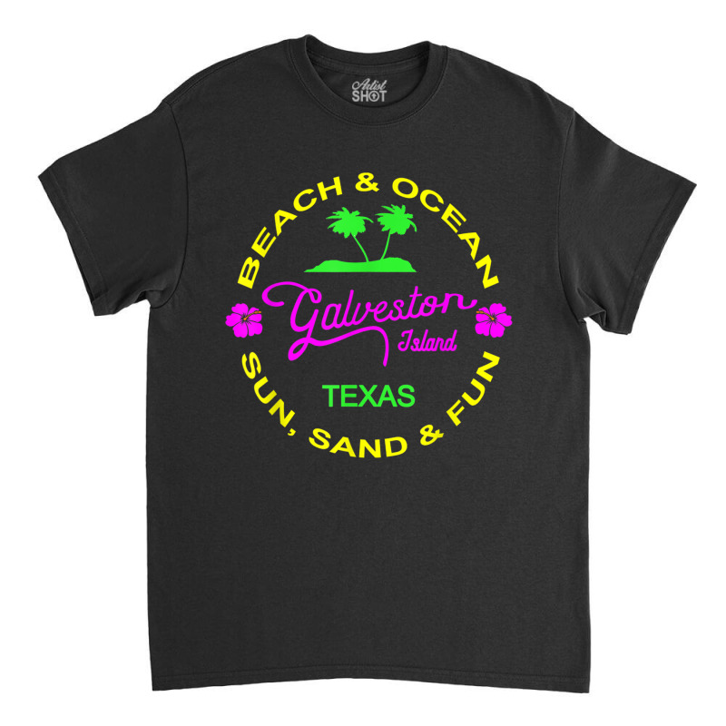 Ocean & Beach Galveston Island Texas Vacation Black T Shirt Classic T-shirt by cm-arts | Artistshot