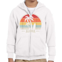 Vintage Retro Aloha Hawaii Hawaiian Island Palm Beach Surf T Shirt Youth Zipper Hoodie | Artistshot