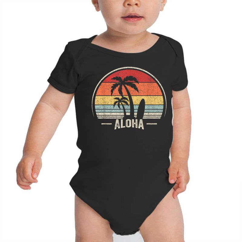 Vintage Retro Aloha Hawaii Hawaiian Island Palm Beach Surf T Shirt Baby Bodysuit by cm-arts | Artistshot