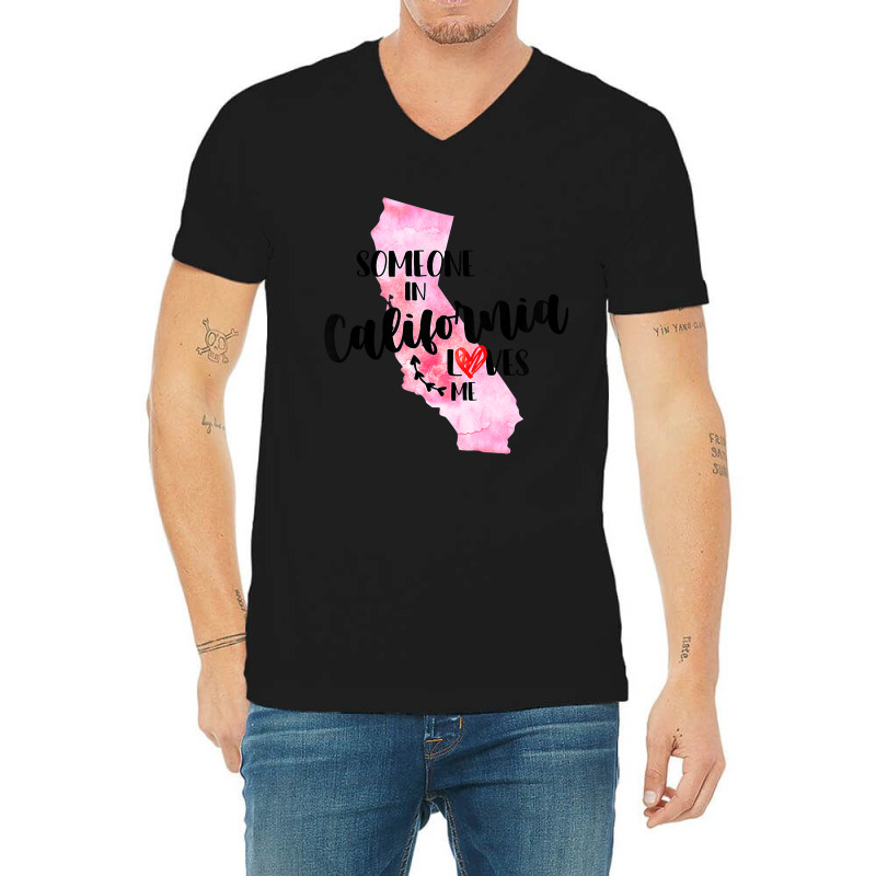 Kids Somebody In California Loves Me State Map Gift For Boy Girl V-neck Tee | Artistshot