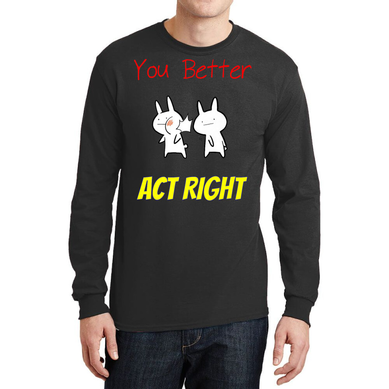 Slap Punch Act Right Funny Joke Rude Bunny T Shirt Long Sleeve Shirts | Artistshot