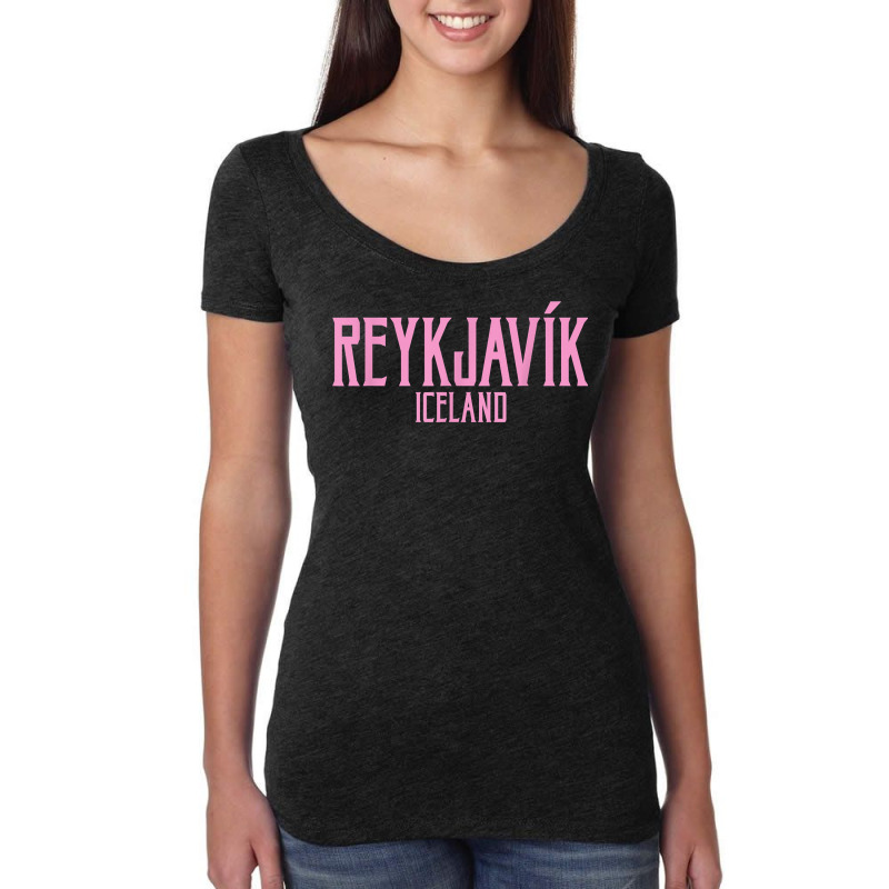 Reykjavik Iceland Vintage Text Pink Print T Shirt Women's Triblend Scoop T-shirt by cm-arts | Artistshot