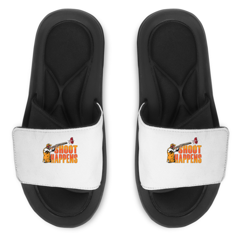 Shoot Happens Clay Pigeon Trap Shooting Sports Clay Shooting T Shirt Slide Sandal | Artistshot