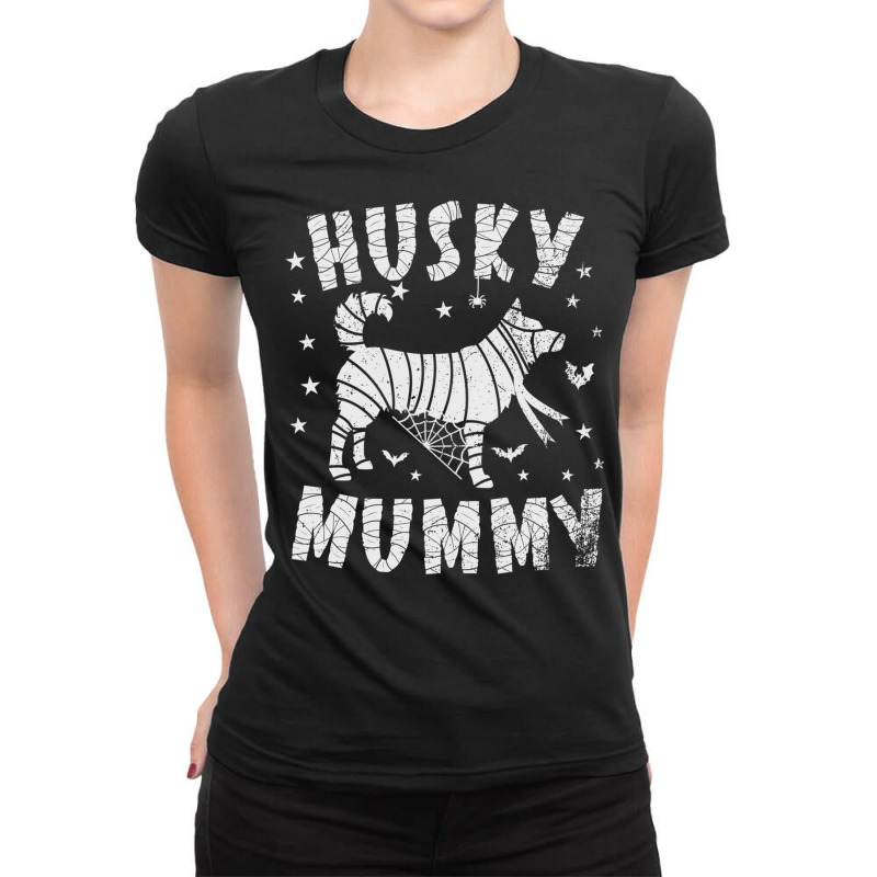 Siberian Husky Mummy   Halloween Sweatshirt Ladies Fitted T-Shirt by cm-arts | Artistshot