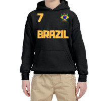 Brasil Brazil Soccer Jersey Football Number 7 Brazilian Flag Youth Hoodie | Artistshot