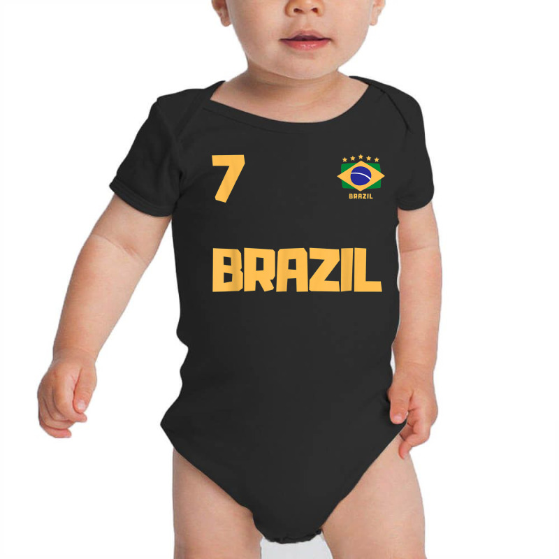 Brasil Brazil Soccer Jersey Football Number 7 Brazilian Flag Baby Bodysuit by Piggy | Artistshot