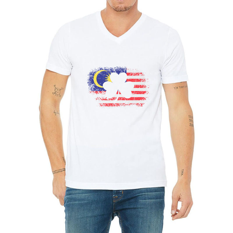 Malaysian Flag Irish Shamrock Clover Malaysia T Shirt V-Neck Tee by cm-arts | Artistshot