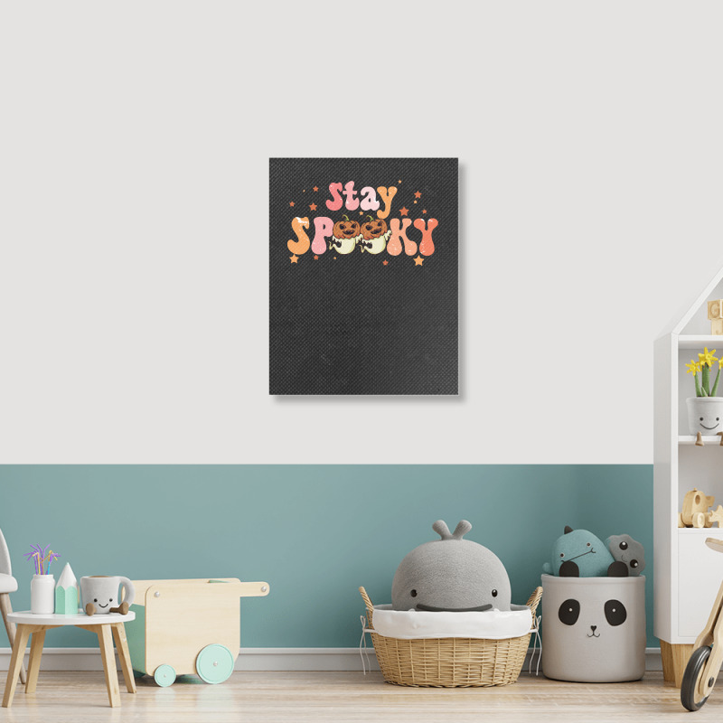 Stay Spooky T  Shirt Funny Halloween Costume Cute Ghost Pumpkin Stay S Portrait Canvas Print | Artistshot