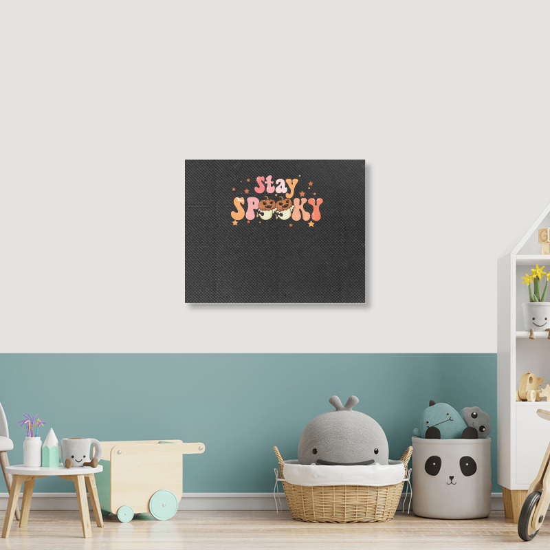 Stay Spooky T  Shirt Funny Halloween Costume Cute Ghost Pumpkin Stay S Landscape Canvas Print | Artistshot