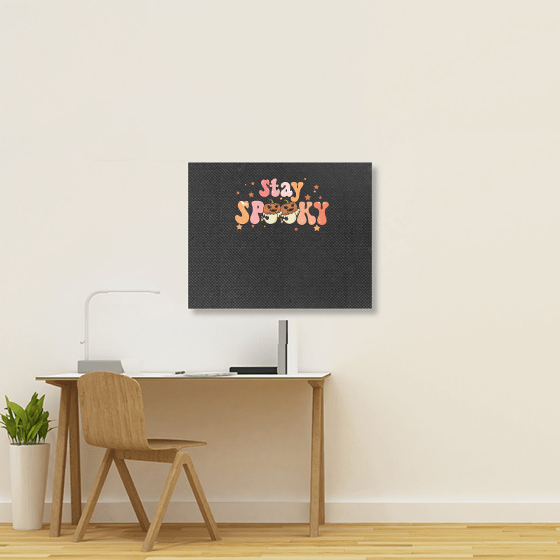 Stay Spooky T  Shirt Funny Halloween Costume Cute Ghost Pumpkin Stay S Landscape Canvas Print | Artistshot