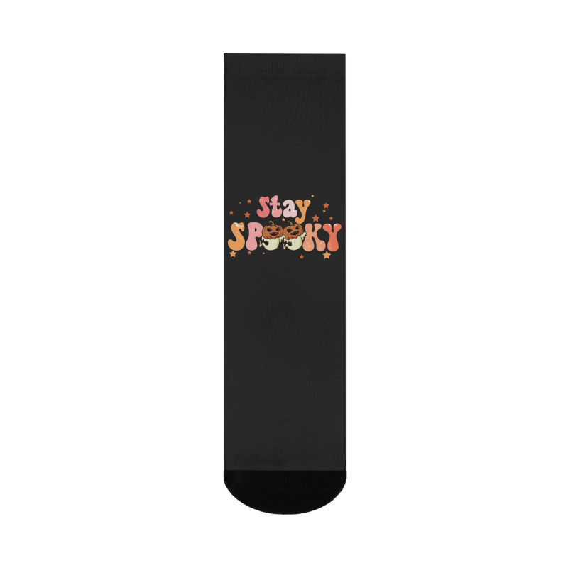 Stay Spooky T  Shirt Funny Halloween Costume Cute Ghost Pumpkin Stay S Crew Socks | Artistshot