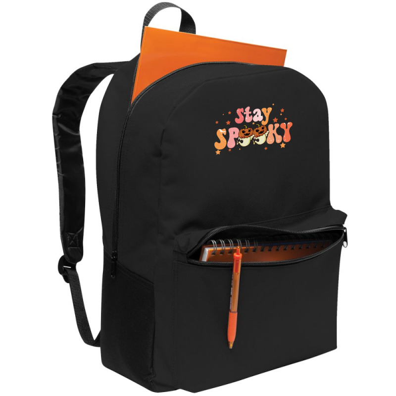 Stay Spooky T  Shirt Funny Halloween Costume Cute Ghost Pumpkin Stay S Backpack | Artistshot