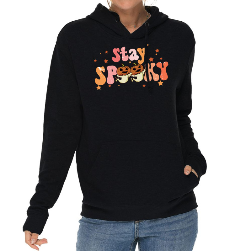 Stay Spooky T  Shirt Funny Halloween Costume Cute Ghost Pumpkin Stay S Lightweight Hoodie | Artistshot