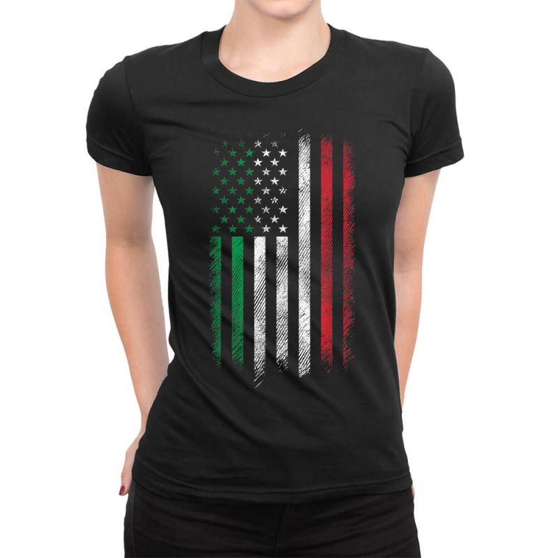 Italy Usa Flag 4th Of July Patriotic American Italian Flag T-shirt Ladies Fitted T-Shirt by cm-arts | Artistshot