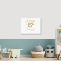 Celebrating 27 Years Of Marriage 27th Wedding Anniversary T Shirt Landscape Canvas Print | Artistshot