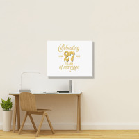 Celebrating 27 Years Of Marriage 27th Wedding Anniversary T Shirt Landscape Canvas Print | Artistshot