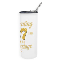 Celebrating 27 Years Of Marriage 27th Wedding Anniversary T Shirt Skinny Tumbler | Artistshot