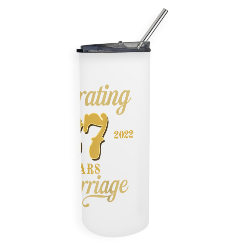 Celebrating 27 Years Of Marriage 27th Wedding Anniversary T Shirt Skinny Tumbler by cm-arts | Artistshot